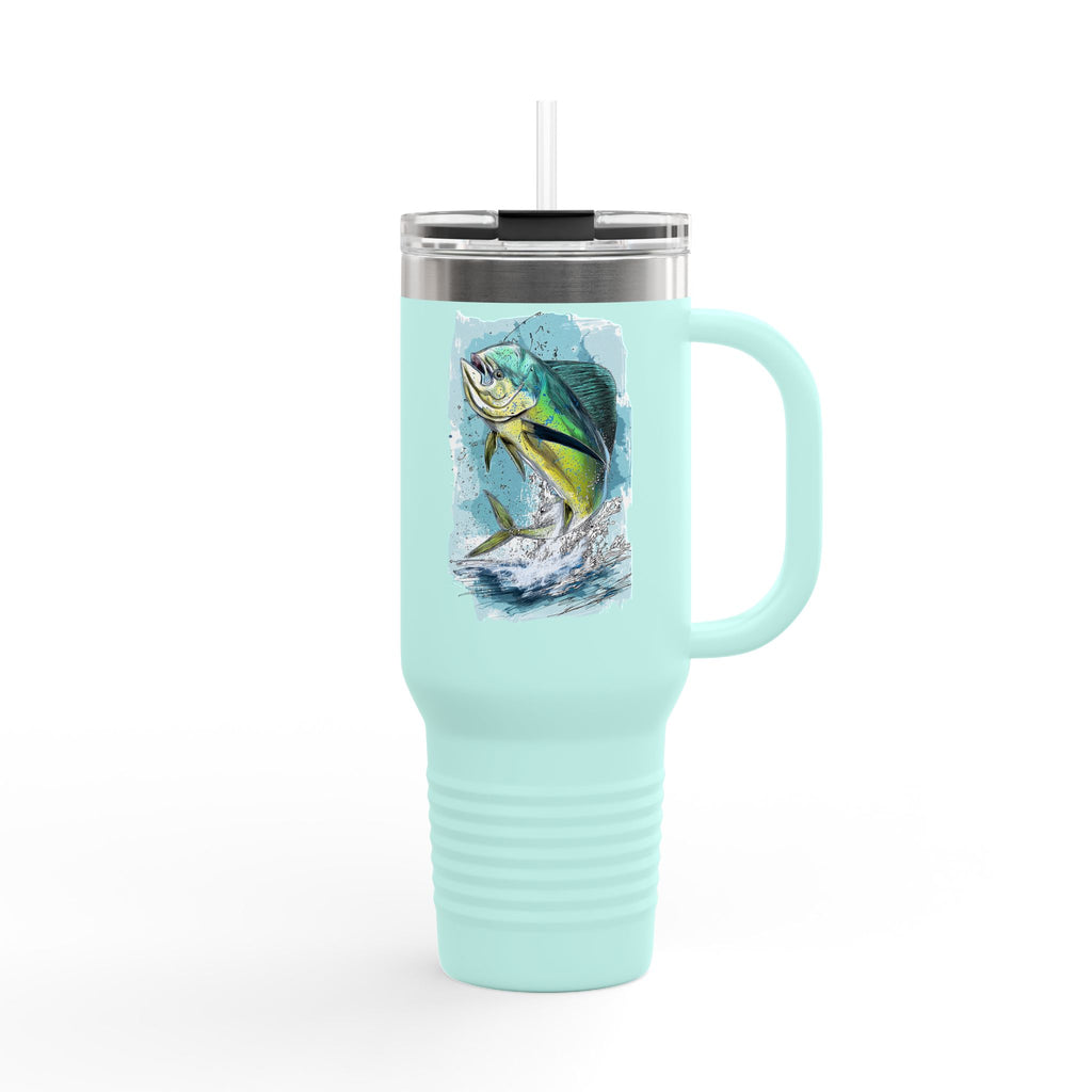 Mahi Mahi Edition Tumbler - IndigeFish Big Fish Signature Series 40oz Insulated Travel Mug – (Navy, Teal, White)