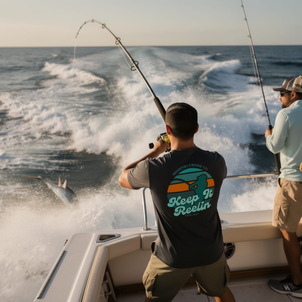 Keep It Reelin™ Heritage Angler Tee by IndigeFish