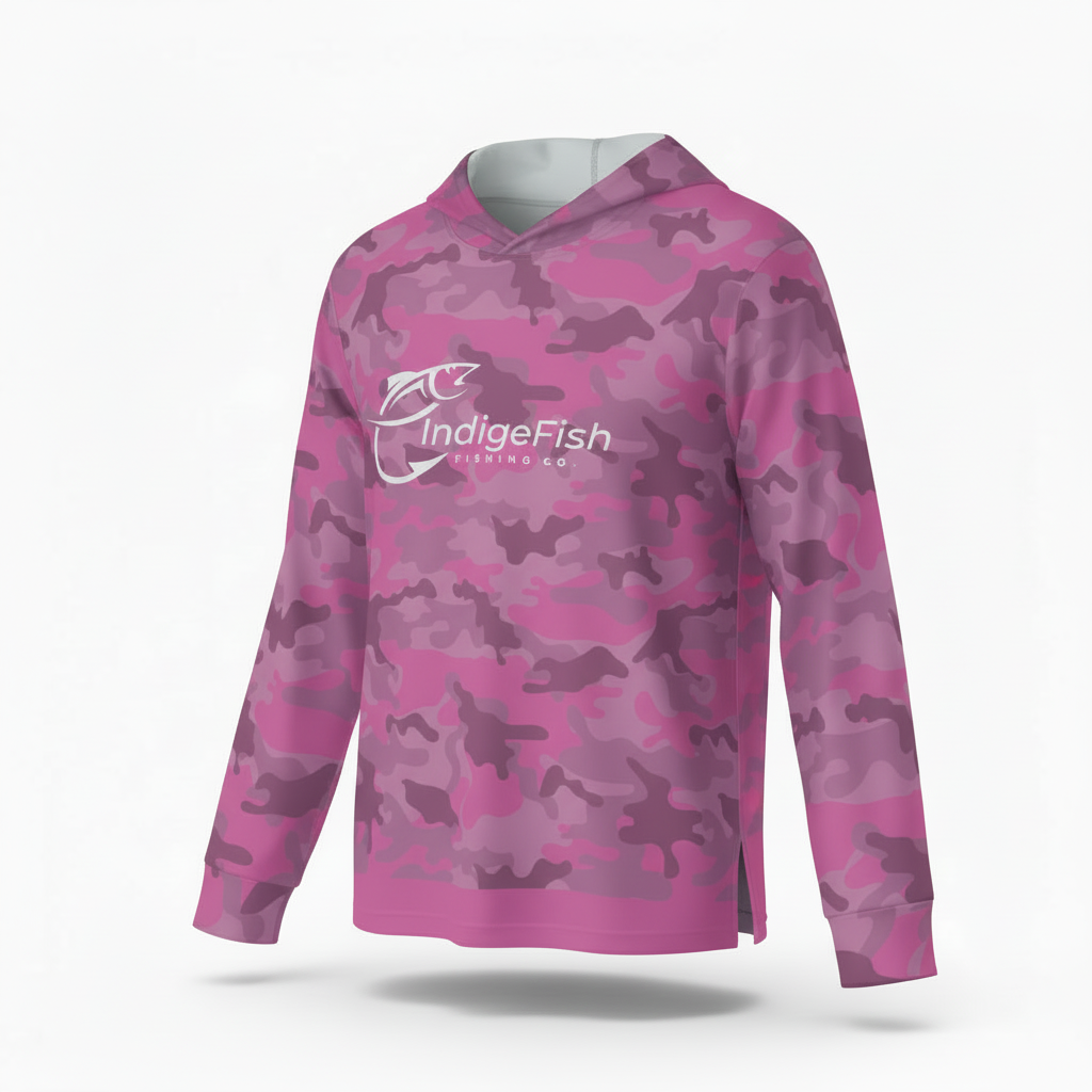IndigeFish “Respect | Water | Culture” Pink Camo Performance Hoodie