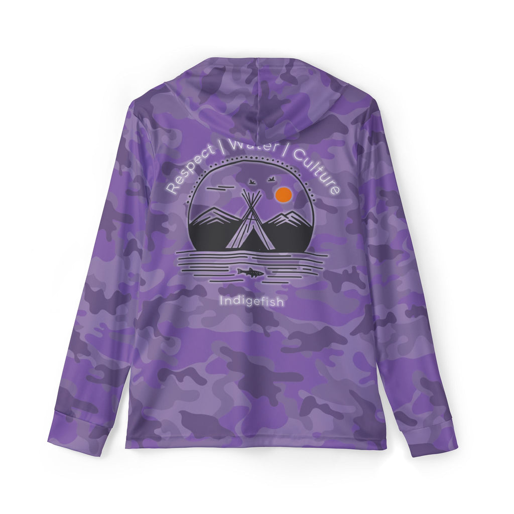 IndigeFish “Respect | Water | Culture” Purple Camo Performance Hoodie