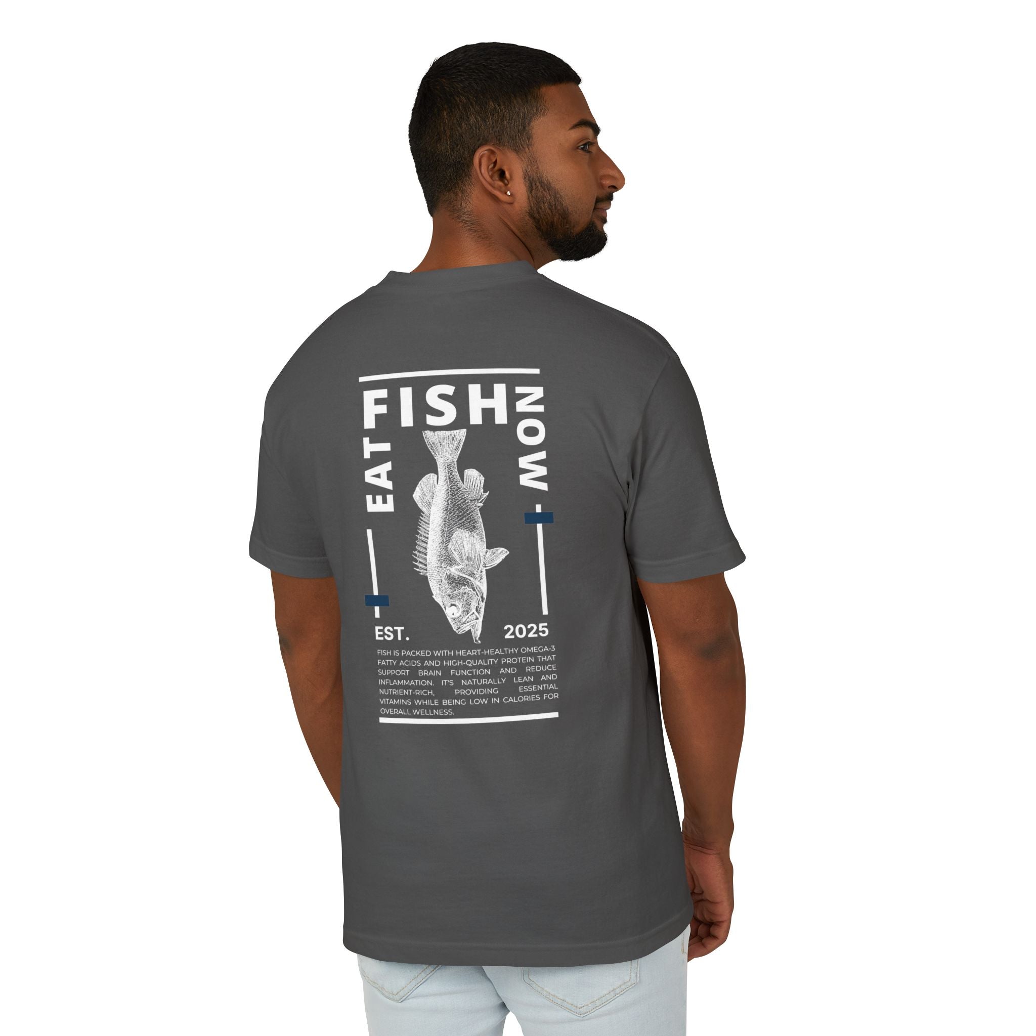 IndigeFish “Eat Fish” Striped Bass Tee – Signature Bass Edition