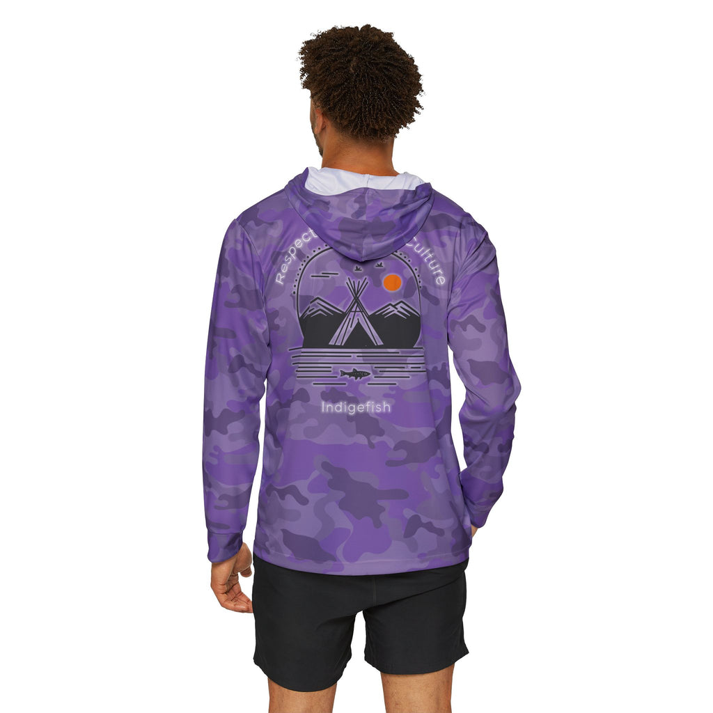 IndigeFish “Respect | Water | Culture” Purple Camo Performance Hoodie